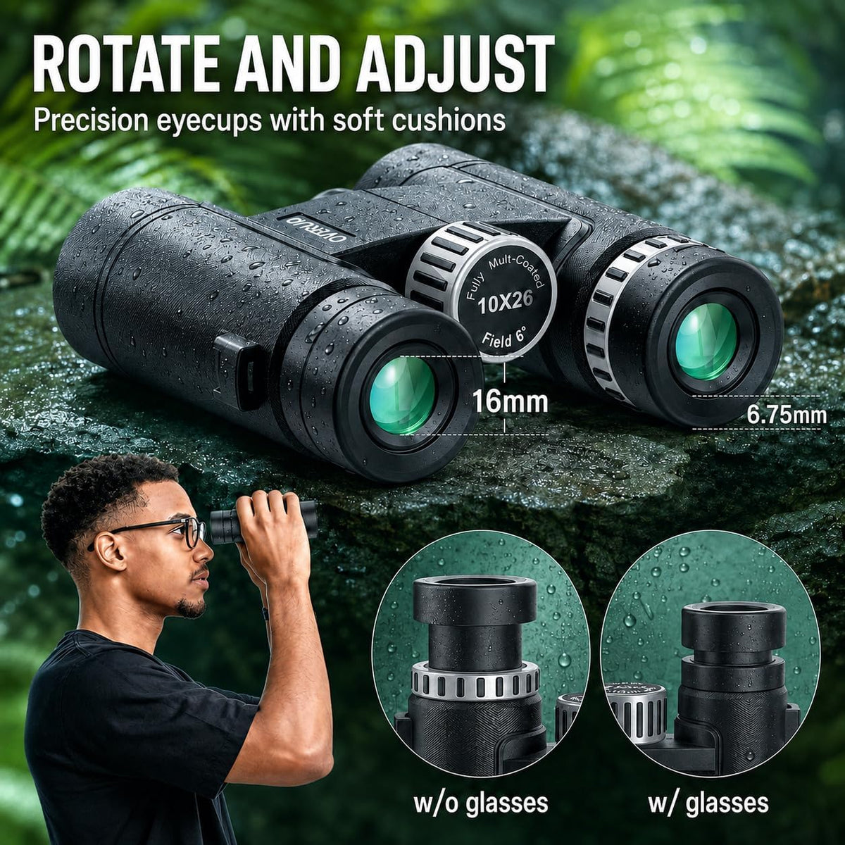 10x26 Compact Binoculars for Adults Travel Cruise Ship Birding Waterproof