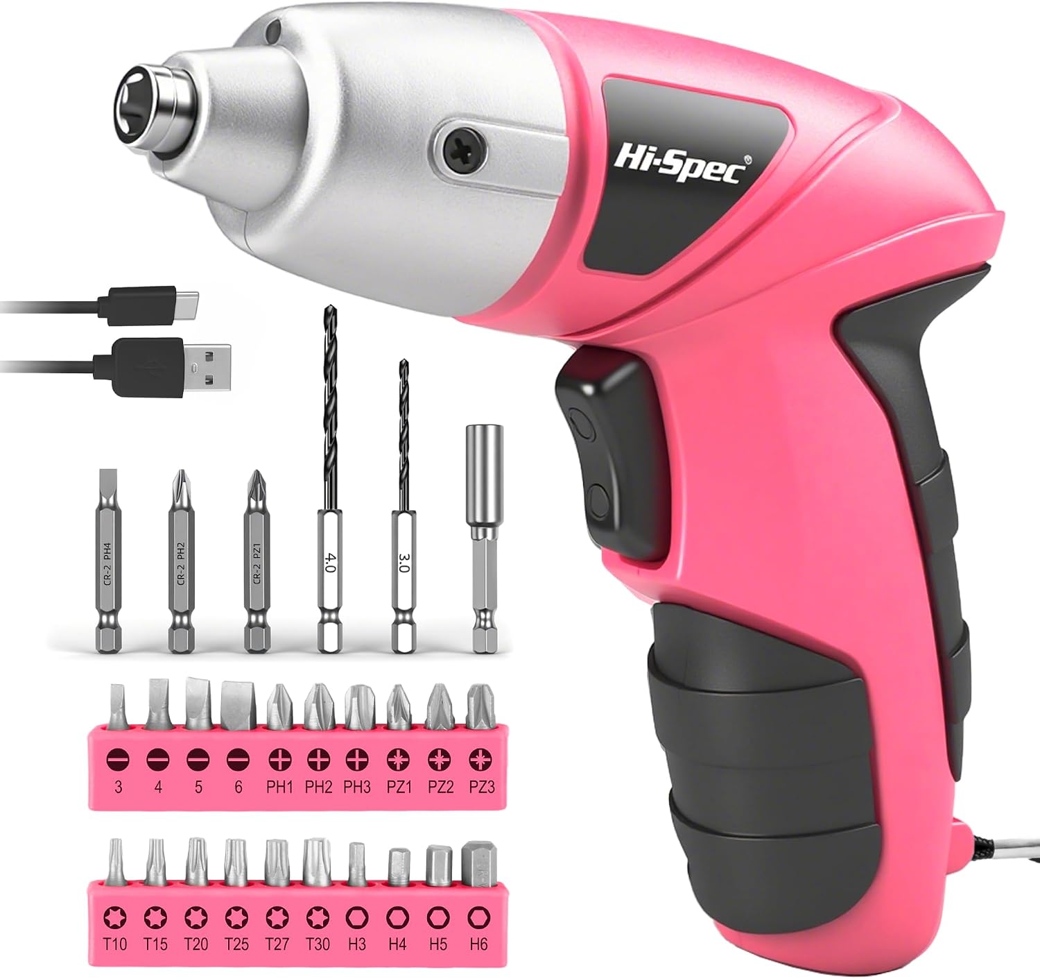 Hi-Spec 3.6V USB Electric Screwdriver for Home Repairs and Assembly, Blue