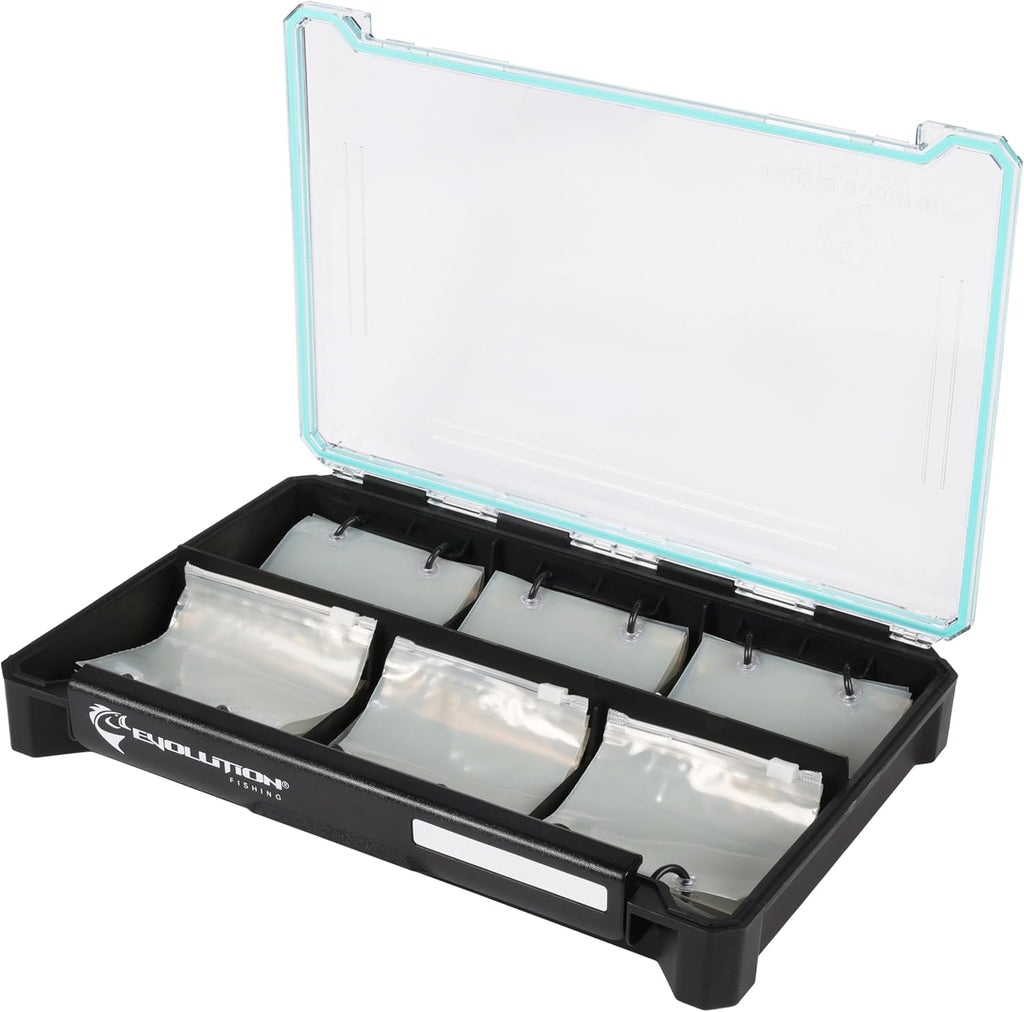 Evolution Fishing BallistiX Blade Runner Tackle Tray - Waterproof, Spinnerbait & Buzzbait Storage, 24 Rust-Resistant Baggies, 6 Sections, Fits 3700 Tackle Box, QuikLatch