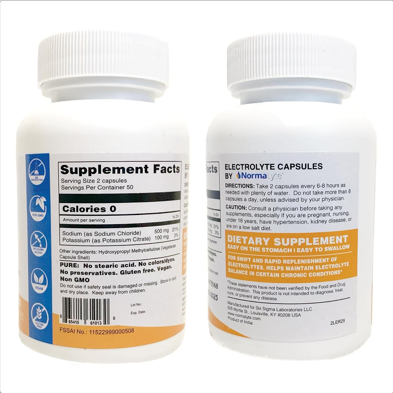 NormaLyte Electrolyte Capsules, 100 Count, Hydration Salt Pills