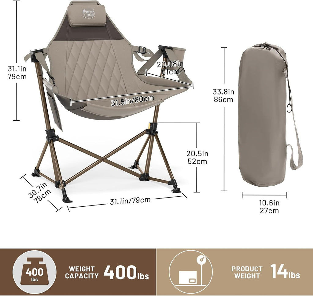 TIMBER RIDGE Hammock Camping Chair, Oversized Swinging Chair, 400lbs Load