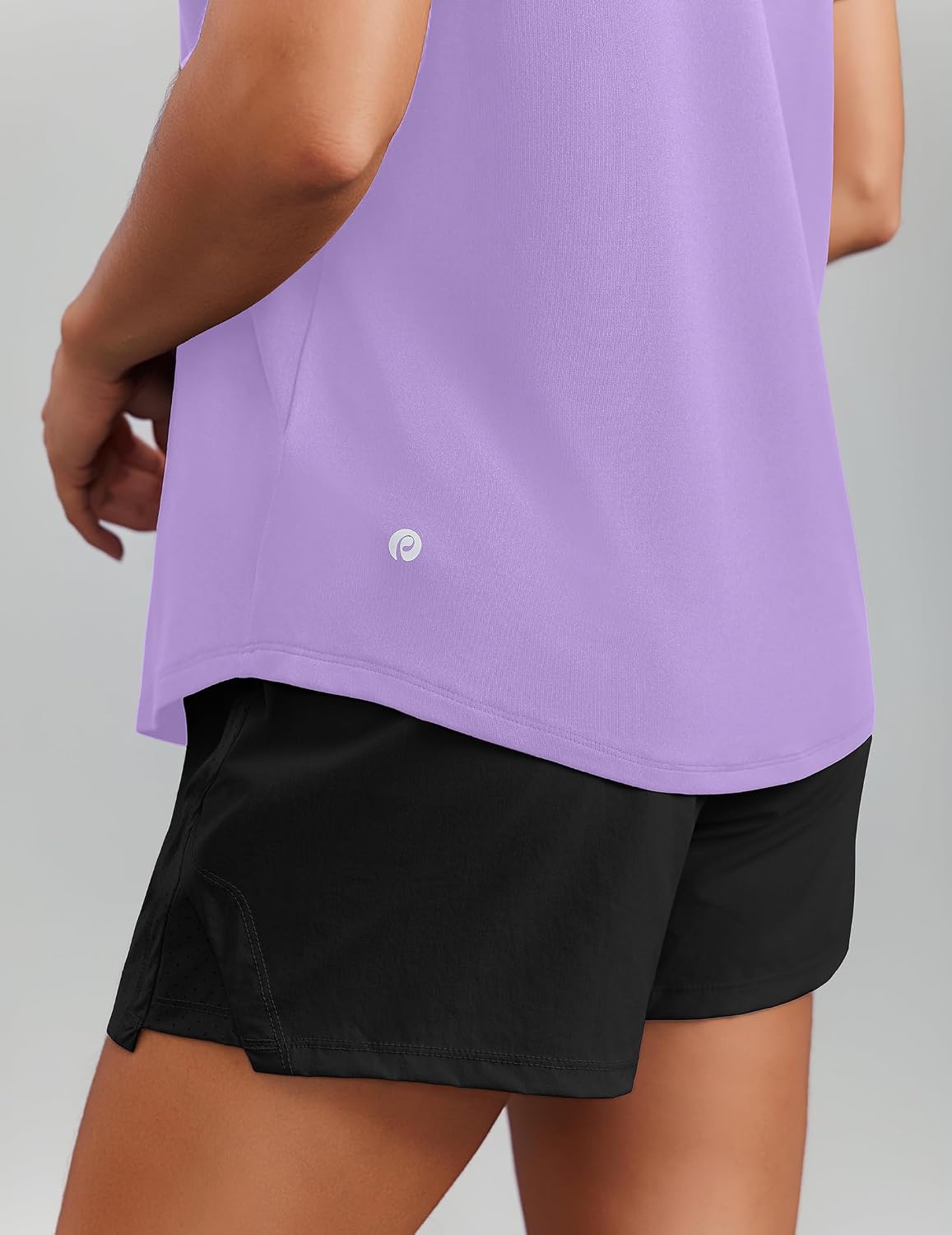 PINSPARK V Neck Workout Tops for Women Short Sleeve Quick Dry Shirts