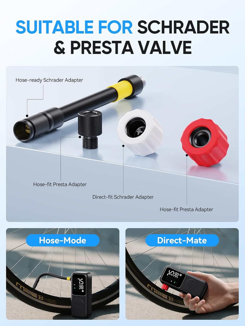 GPUTEK Mini Electric Bike Pump,120 PSI Bike Pump Portable with Guage