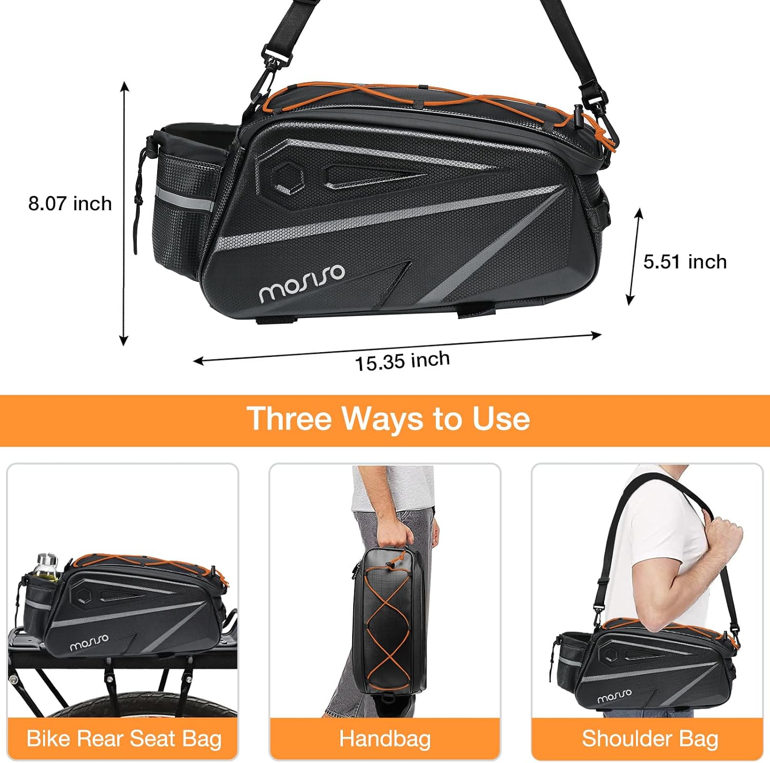 MOSISO Bike Rack Bag, Waterproof Bike Rear Rack Handbag Bicycle Trunk Bag