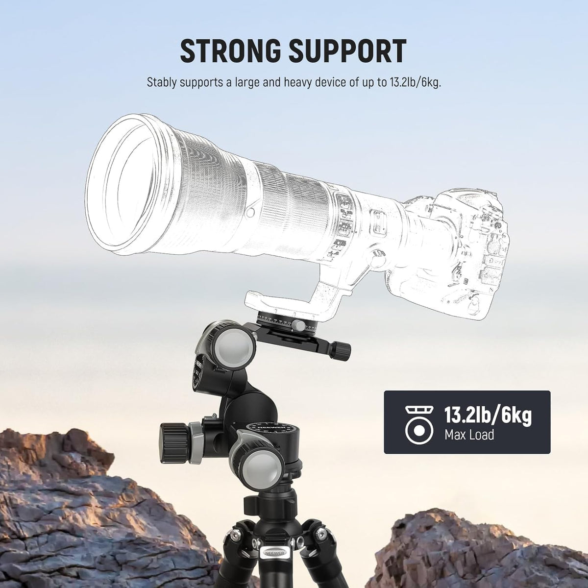 NEEWER 3 Way Geared Tripod Head with 360° Panoramic Arca QR Plate, TH15