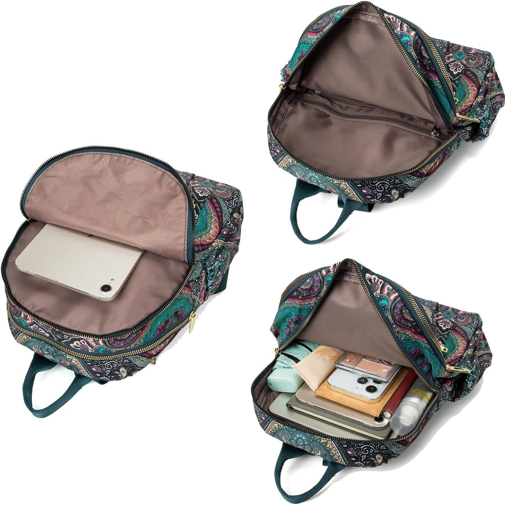 Pealwel Mini Backpack Purse for Women,Small Nylon backpacks for Ladies Backpacks Women Anti Theft Travel Bag (Bohemian)