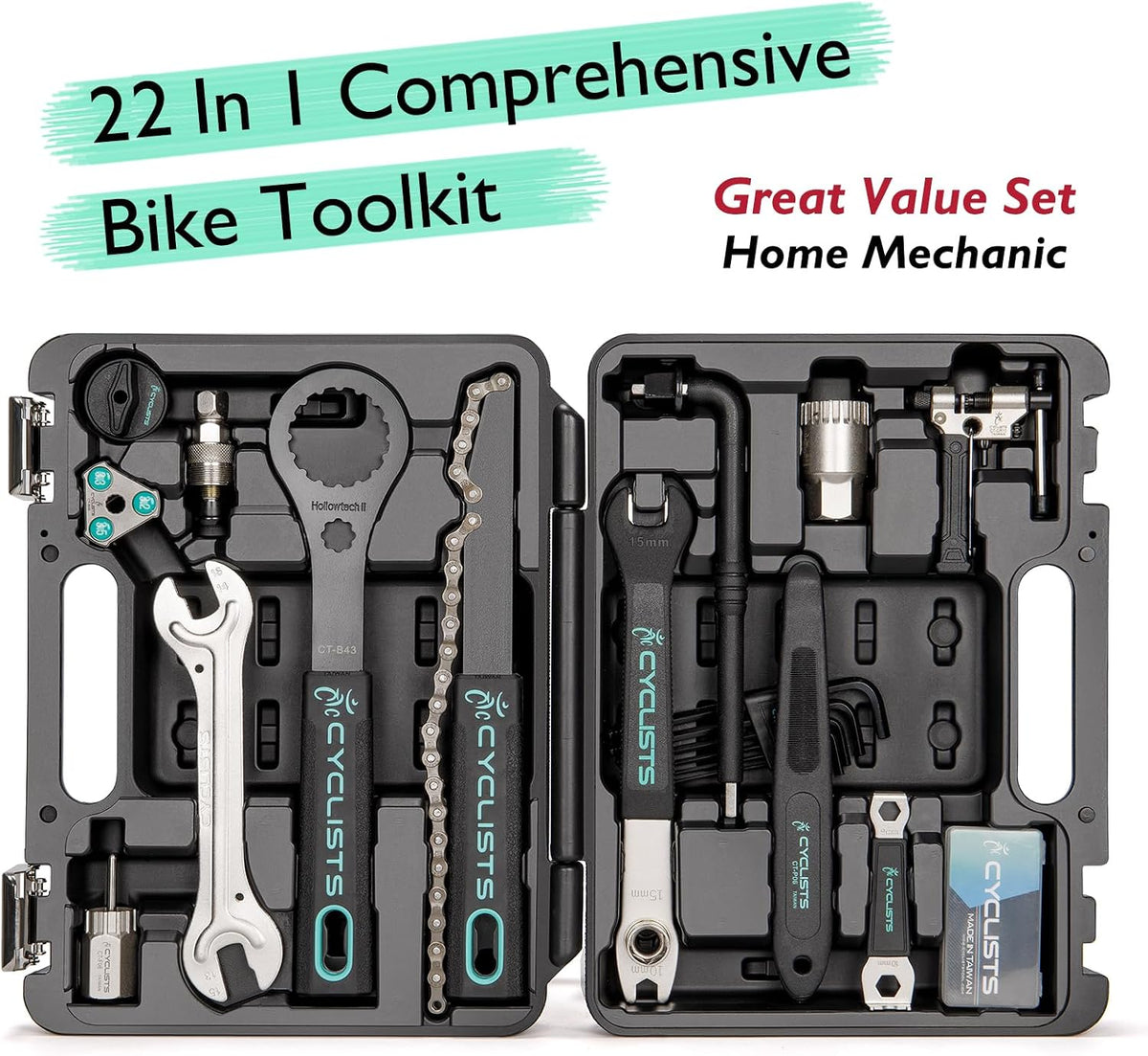 Bike Tool Kit with Storage Case - 22 PCS Bicycle Repair Tool Set