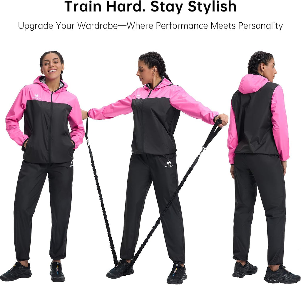 HOTSUIT Sauna Suit for Women Weight Loss Sweat Suits Sauna Jacket Pant Machine Washable Anti Rip for Gym Workout Exercise