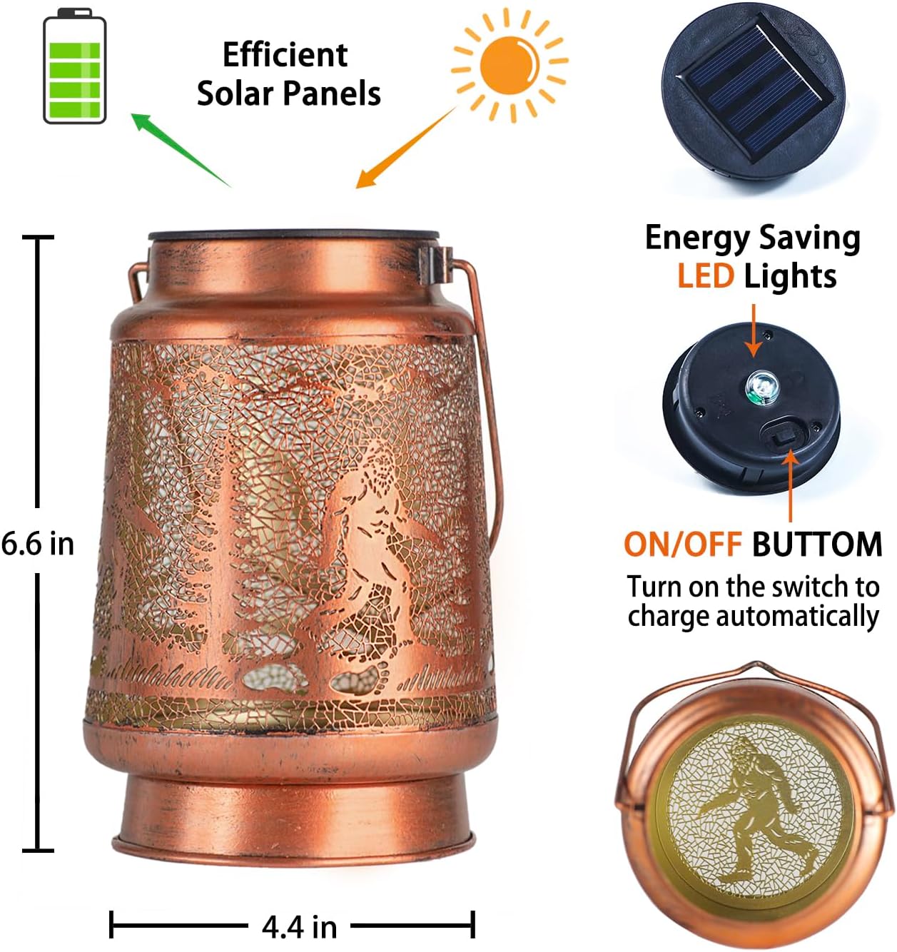 Bigfoot Solar Lanterns Outdoor Waterproof Hanging Solar Lights Big Foot Sasquatch Gifts for Men Women Metal Decorative LED Lanterns for Yard, Patio, Lawn, Pathway, Landscape, Garden Decor
