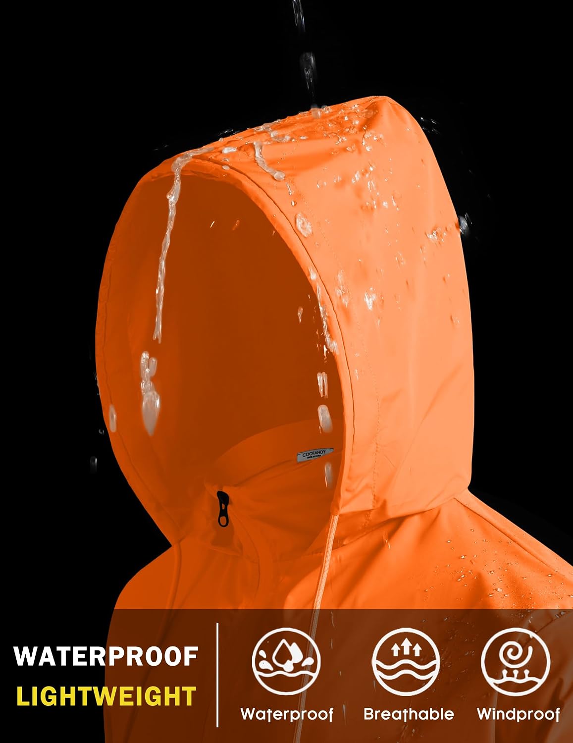 COOFANDY Men's Light Rain Jacket Packable Waterproof Raincoat Windbreaker