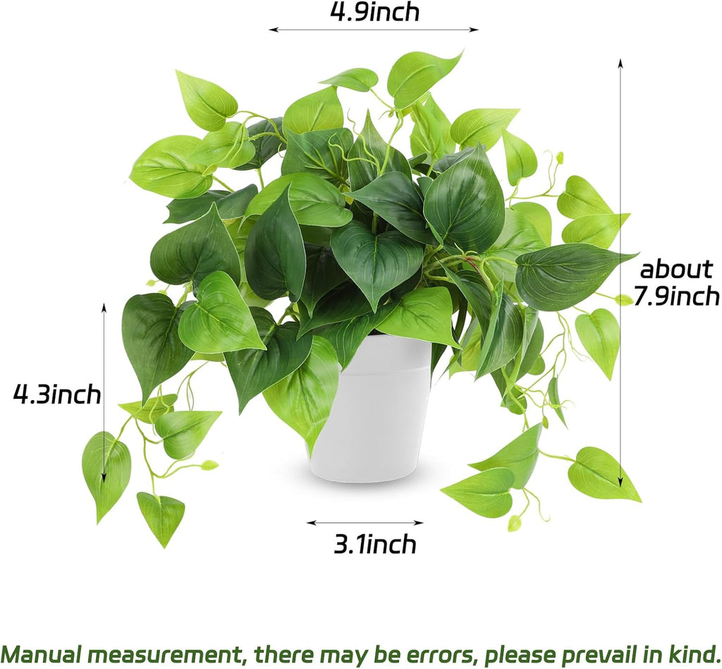 CEWOR Artificial Plants Fake Pothos with Plastic Pot Artificial Potted Plant for Home Office Bedroom Indoor Outdoor Decor 1 Pack