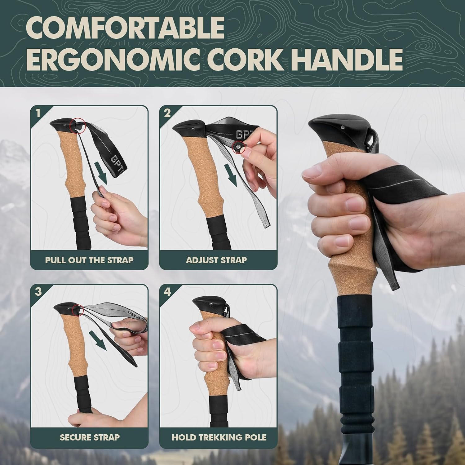 GPTCAMP Folding Trekking Poles 7075 Aluminum Lightweight for Travel