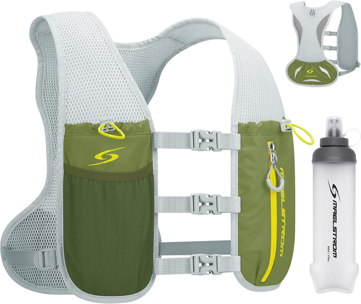 Maelstrom Running Vest, Lightweight Hydration Pack with 500ml Soft Flask