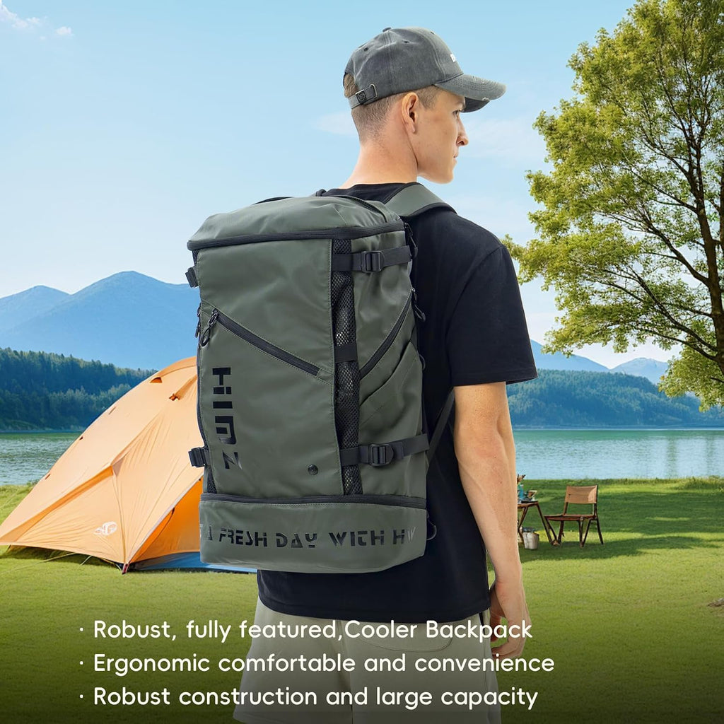 Lunch Backpack Cooler Compartment Insulated, Green