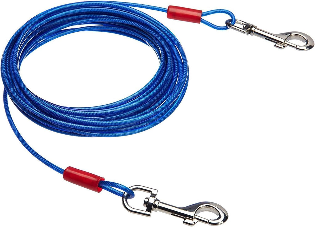 Amazon Basics Tie-Out Cable for Dogs up to 90 lbs, Weather Resistant, Rust-Free, 25 feet, Set of 2, White