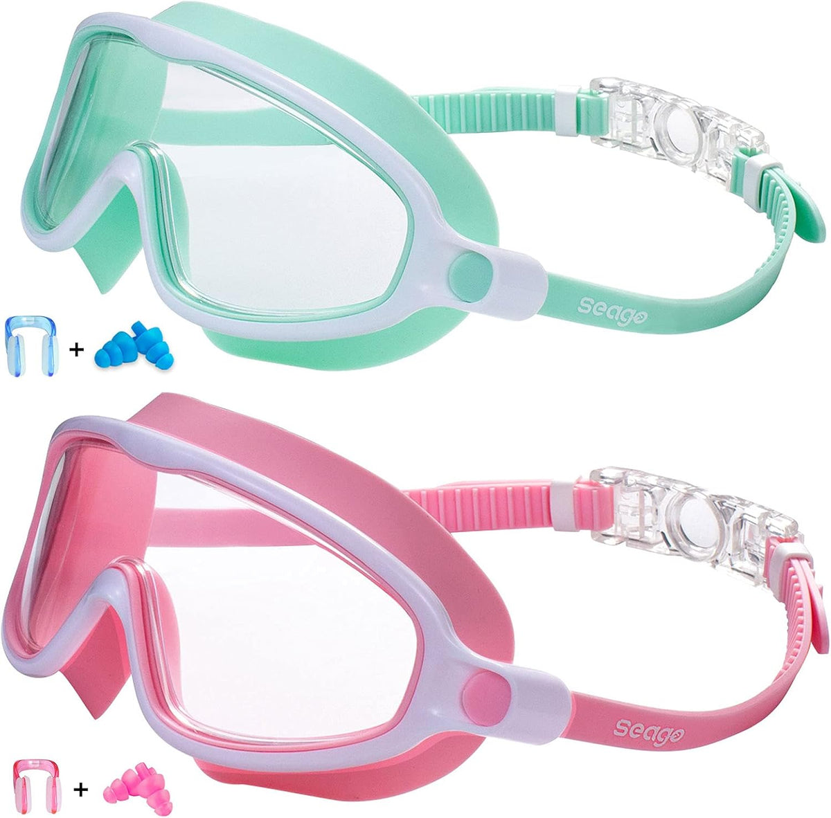 Seago Swim Goggles for Kids 3-14 Anti-Fog & UV Wide Clear View Boys Girls
