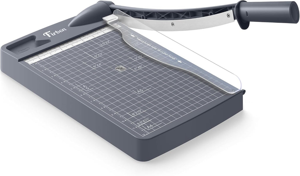 Firbon 12 Inch Guillotine Paper Cutter, Heavy Duty Paper Trimmer, Gray