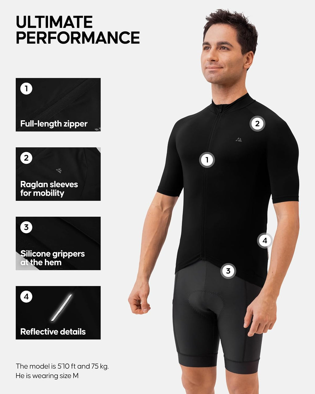DANISH ENDURANCE Men's Short Sleeve Cycling Jersey, Breathable