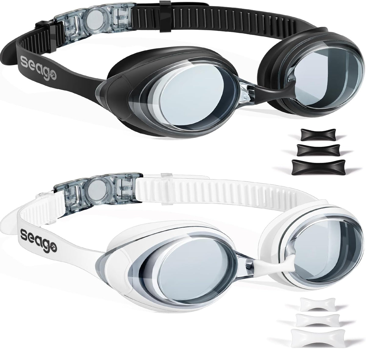 Seago Swim Goggles Adult Men Women Youth Junior 2 Pack Anti-Fog Flat Lens