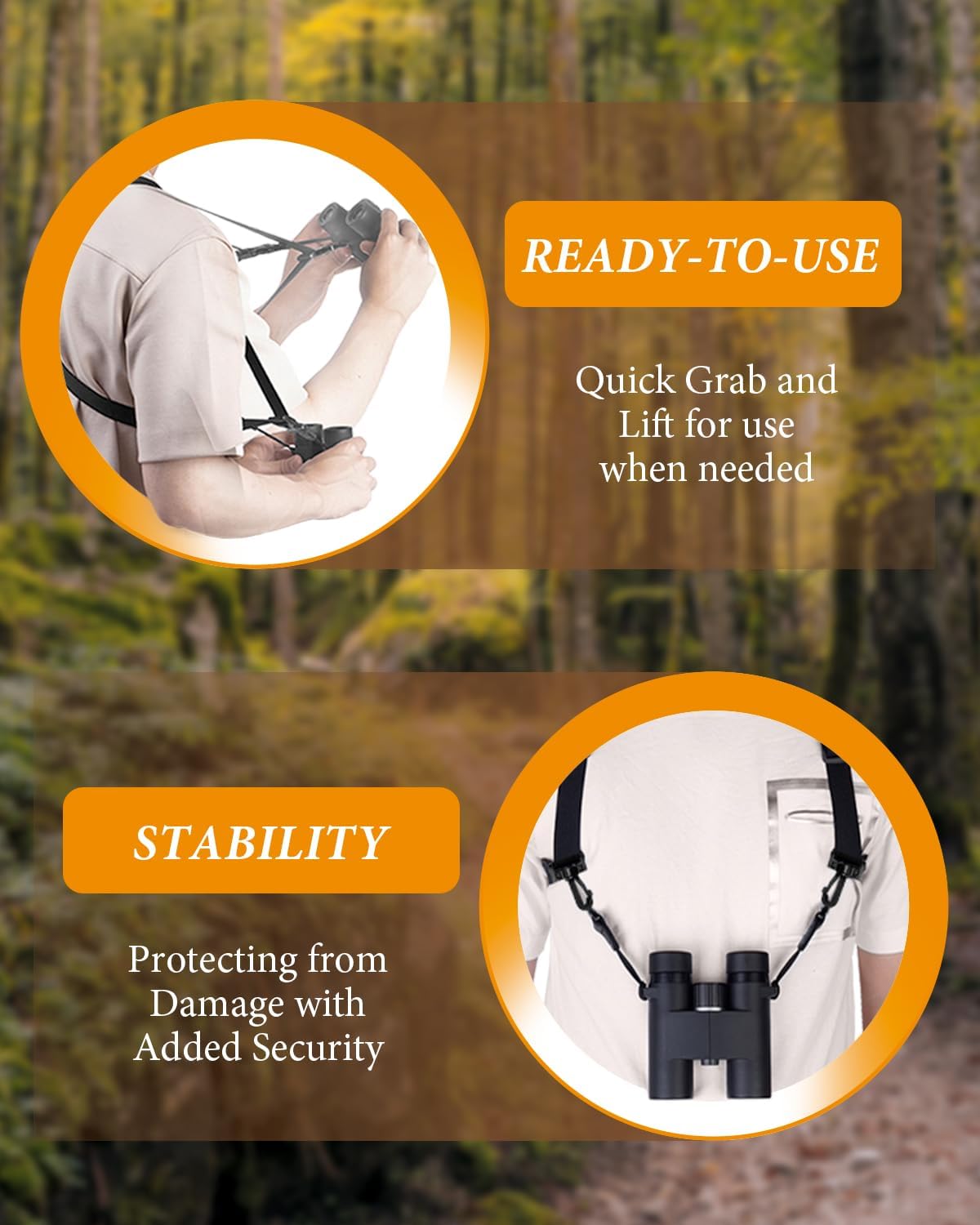 Binocular Harness Strap for Hunting, X-shaped Decompression Binocular Straps for Birding, Binocular Straps Harness, Suitable for Outdoor Camping, Hiking, Outdoor Survival, Search and Rescue Activities