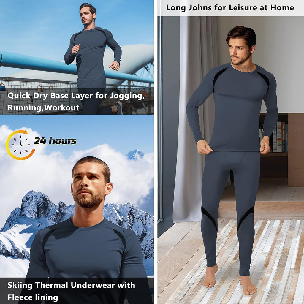 Muezna Men's Thermal Top and Bottom Set Underwear Long Johns Base Layer