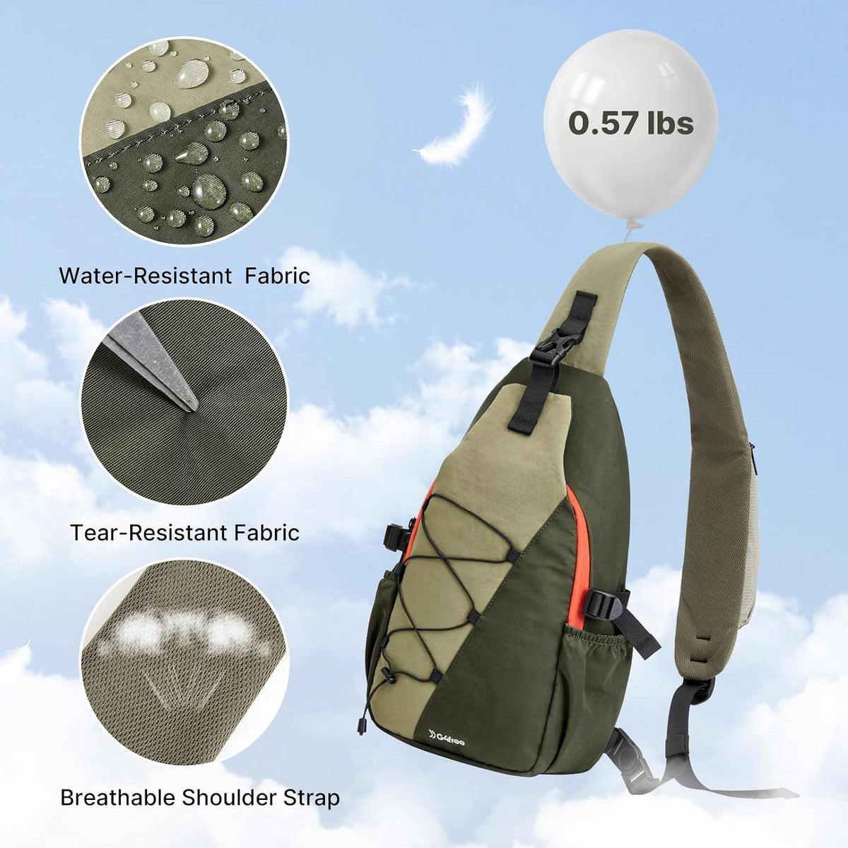 G4Free RFID Blocking Sling Bag for Men Women, Crossbody Bags Hiking Travel