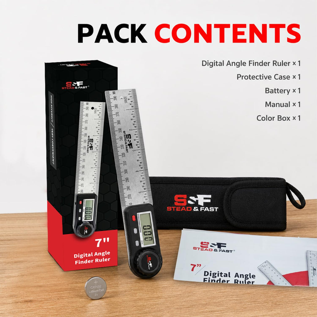 S&F STEAD & FAST Digital Angle Finder Tool with Case, 7 Inch / 200 mm