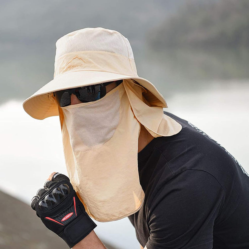 Fishing Hat for Men & Women, Sun Protection Hat with Face Cover & Neck Flap