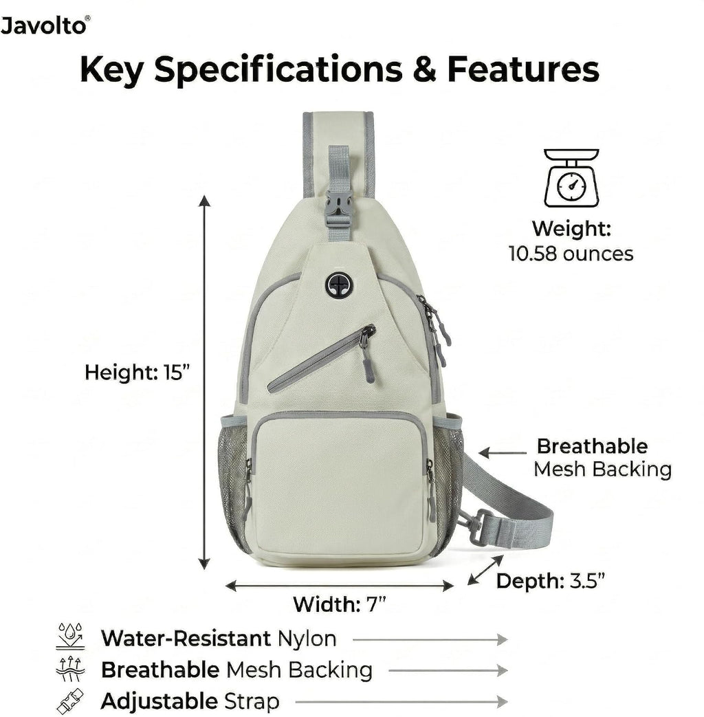 Javolto Crossbody Sling Bag,Small Backpack Men,Hands-Free Shoulder Daypack