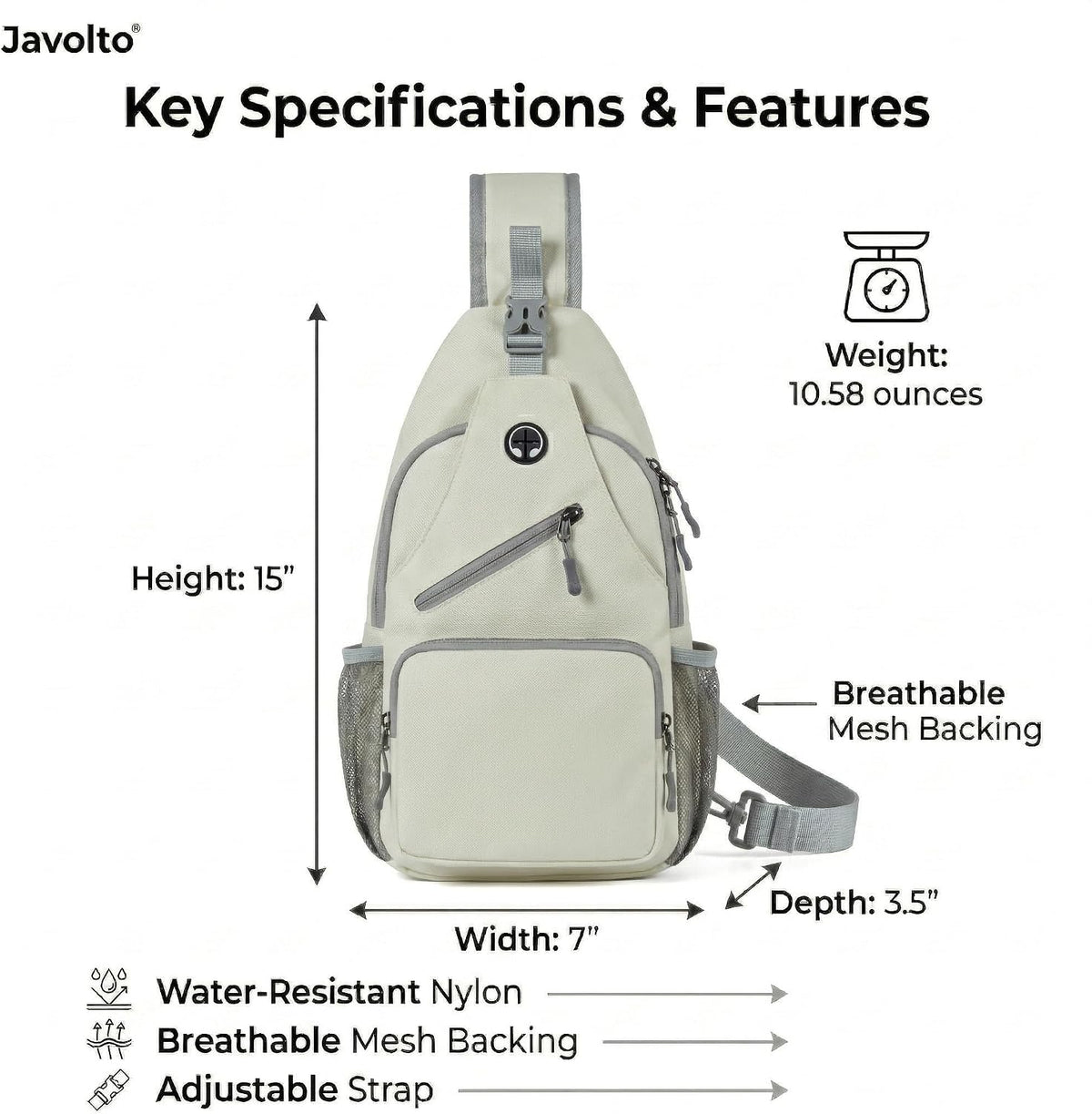 Javolto Crossbody Sling Bag,Small Backpack Men,Hands-Free Shoulder Daypack