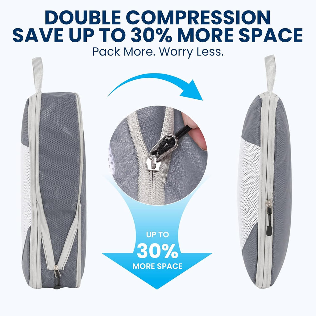Barsine Large Compression Packing Cubes for Travel, 4-Pack Extra Large Packing Cubes with Double Compression Zipper, Luggage Organizers for Carry On, Cruise, Family Vacation & Business Travel