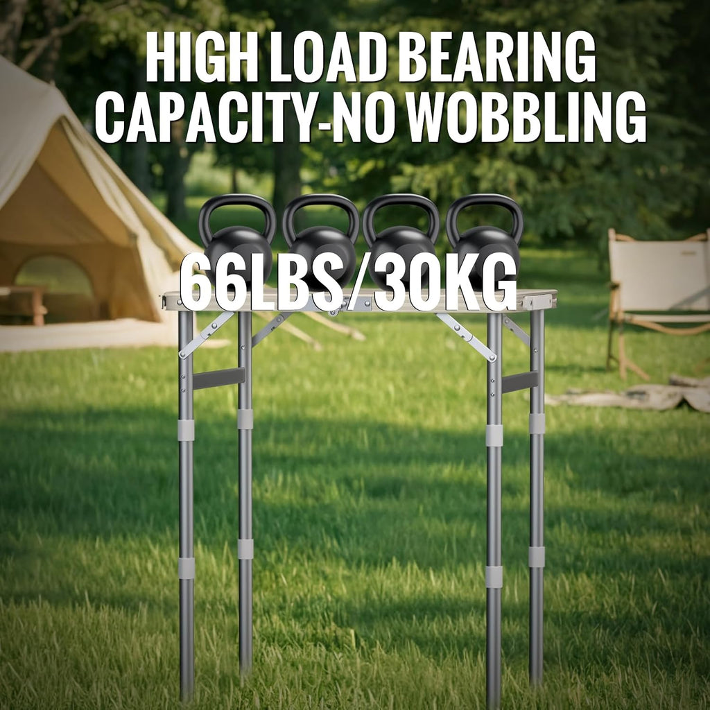 GARLLEN Folding Camping Table with Waterproof Tabletop, 3 Height Max 27.5"