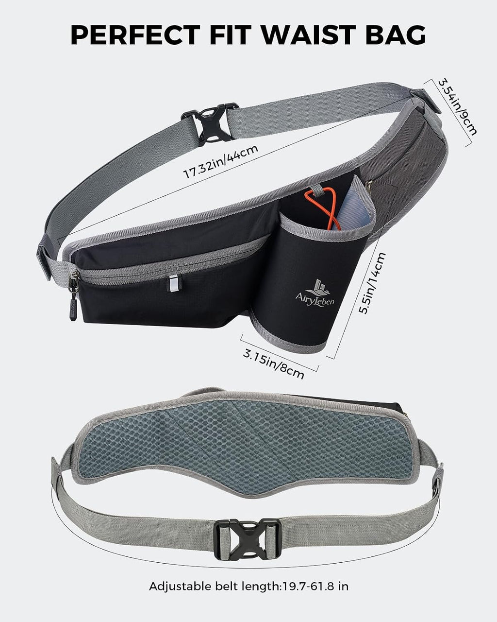 Fanny Pack with Water Bottle Holder, RFID Blocking Running Belt Bag