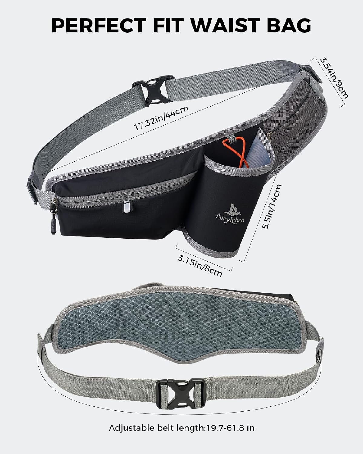 Fanny Pack with Water Bottle Holder, RFID Blocking Running Belt Bag