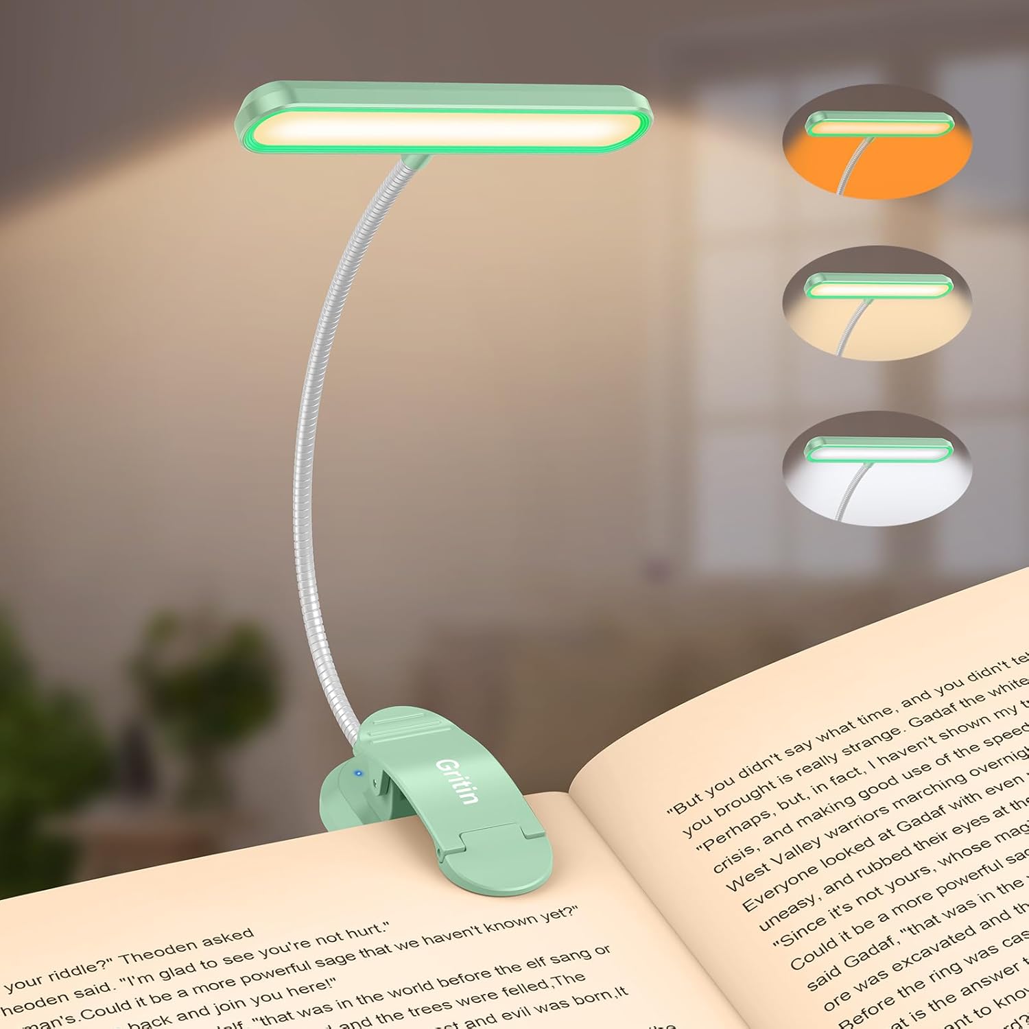 Gritin Rechargeable Book Light for Reading in Bed with 19 LED