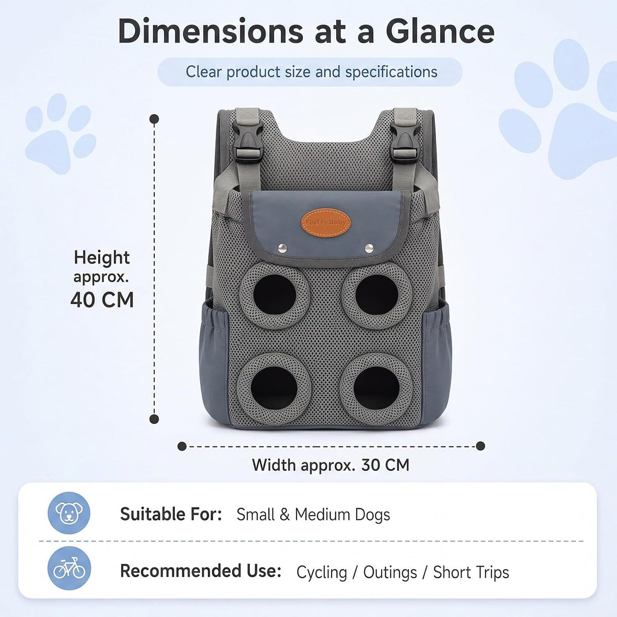 Yalikop 8-10kg Dog Carrier Backpack Front Facing Dog Carrier Backpack