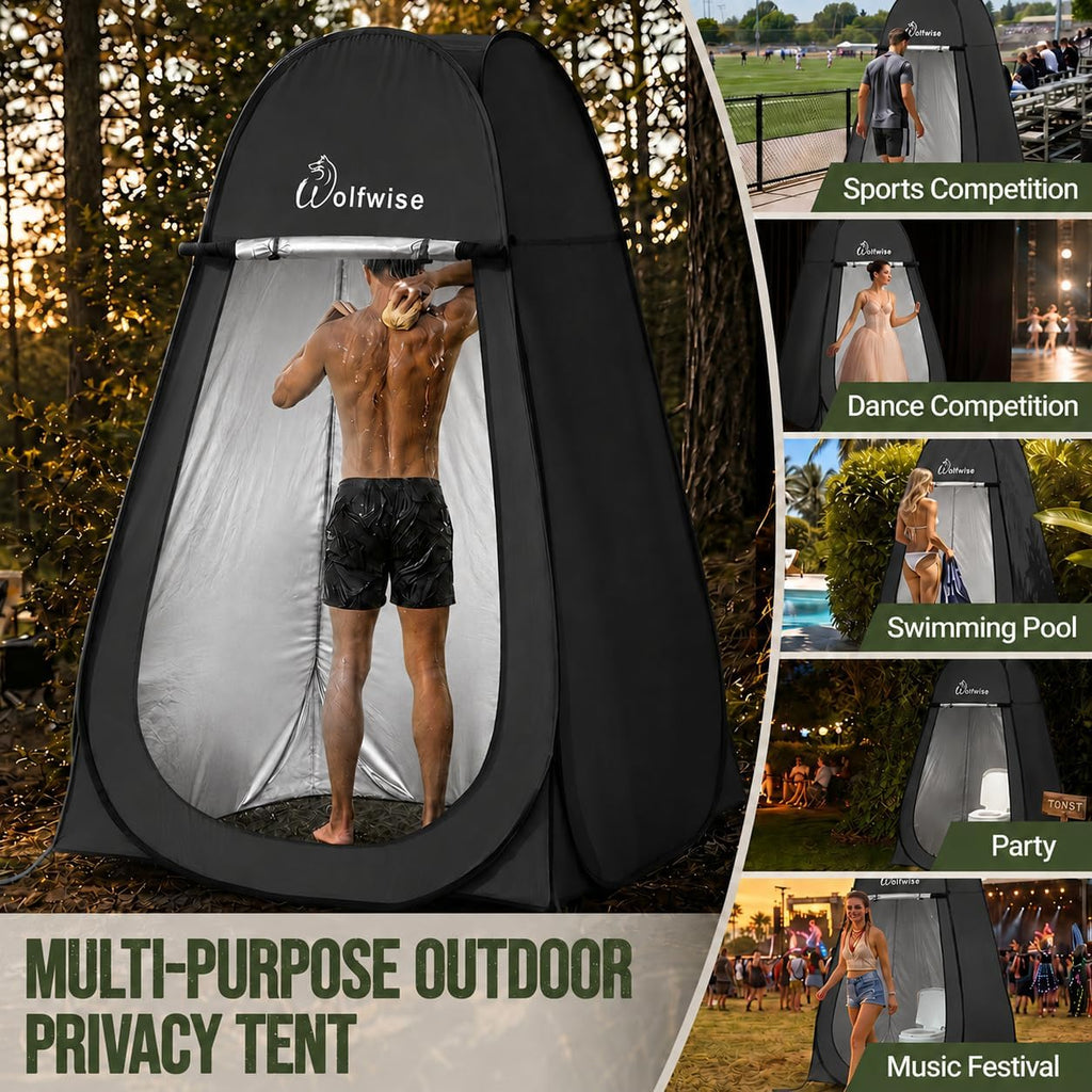 WolfWise Pop Up Shower Tent for Camping Essentials, Compact & Lightweight