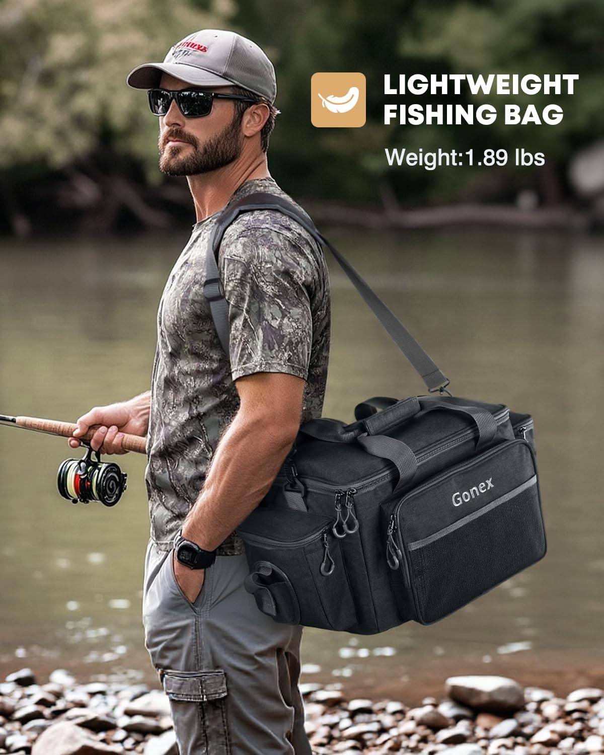Gonex Fishing Tackle Bags for Saltwater & Freshwater, Fishing Gear Storage Bag with Water Resistant Bottom Suitable for 3600 3700 Size Tackle Box