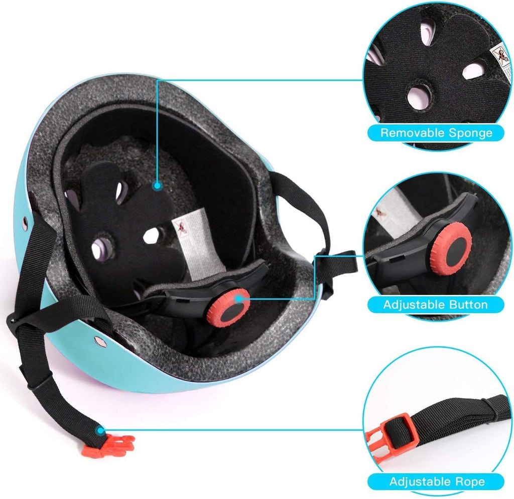 Adjustable Helmet for Ages 5-16 Kids Toddler Boys Girls Youth,Protective Gear with Elbow Knee Wrist Pads for Multi-Sports Skateboarding Bike Riding Scooter Inline skatings Longboard Roller Skate