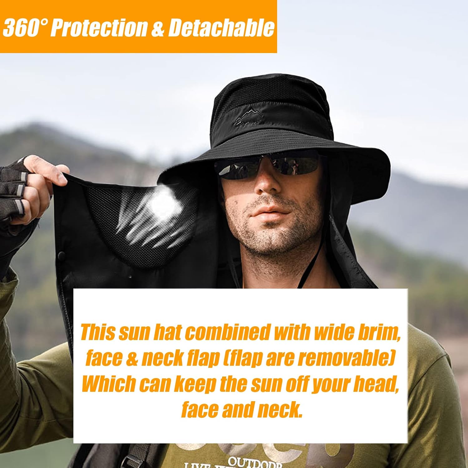 Fishing Hat for Men & Women, Sun Protection Hat with Face Cover & Neck Flap