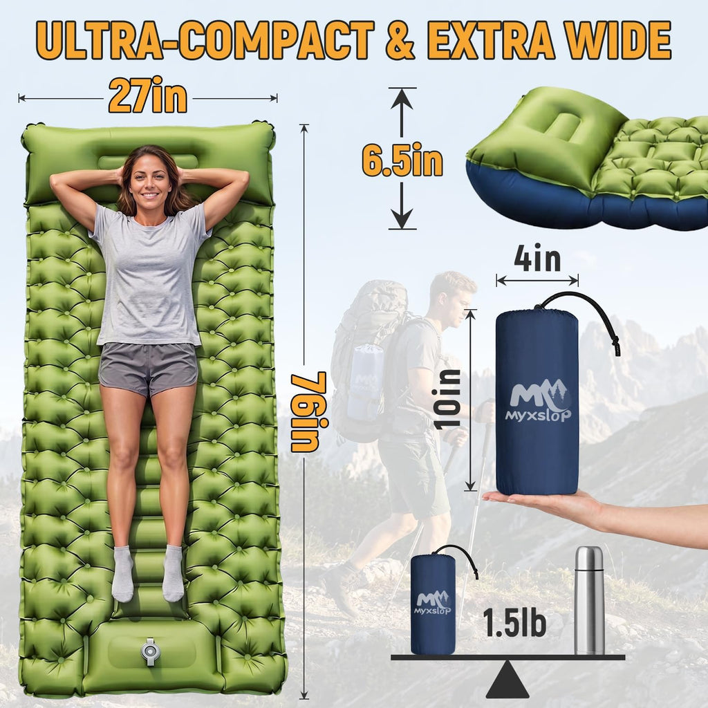 Myxslop Ultralight 50D Camping Sleeping Pad for Backpacking, Hiking, Tent