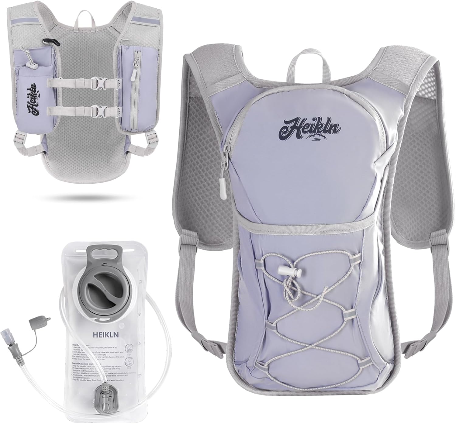 HEIKLN Hydration Backpack,Lightweight Water Backpack with 2L Water Bladder Running Hydration Vest Backpack for Hiking Running Cycling Hiking