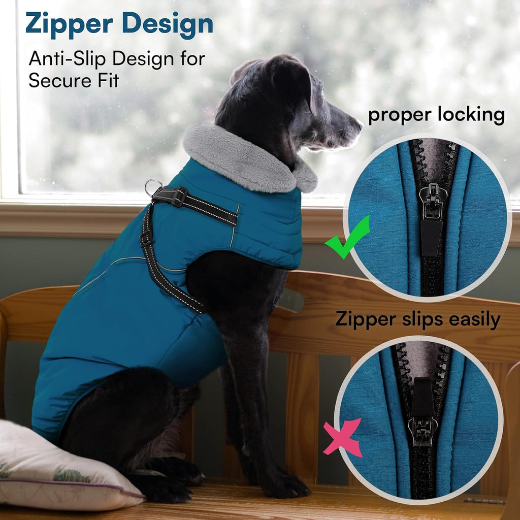 Queenmore Small Dog Coat, Dog Coat for Small Dogs with Harness Built in