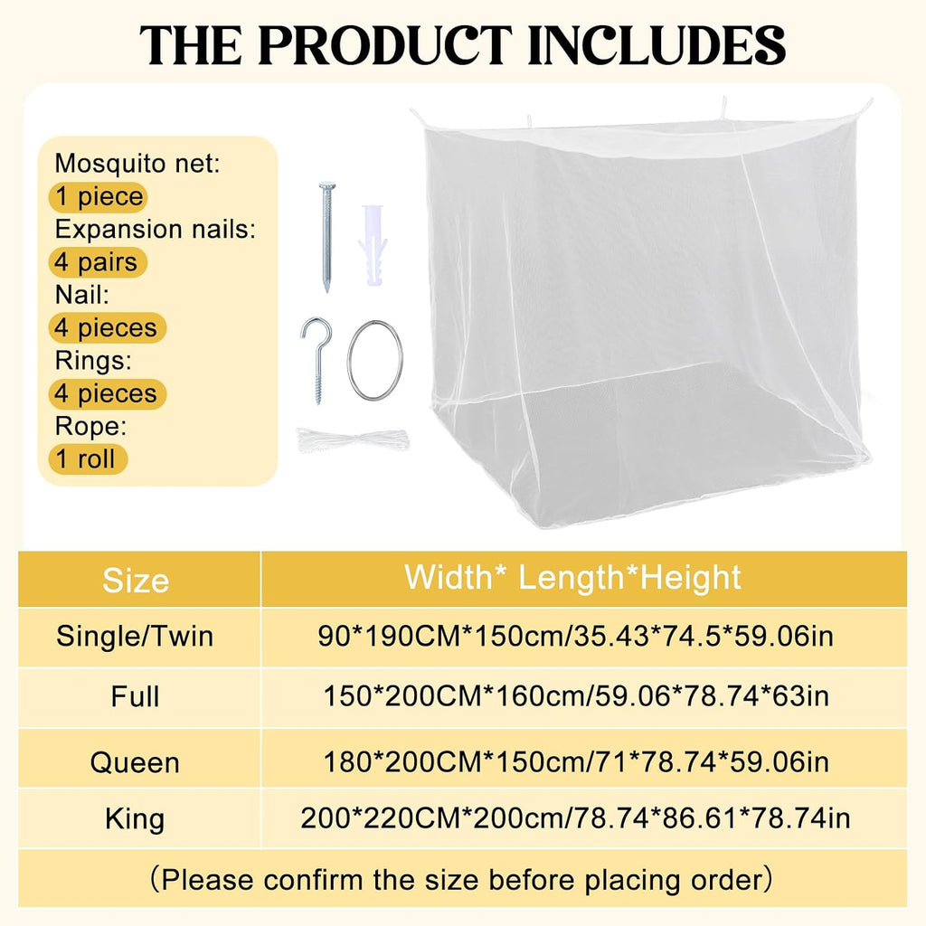 Mindsoft White Mosquito Net for Bed, L79 X W60 X H63 Inch