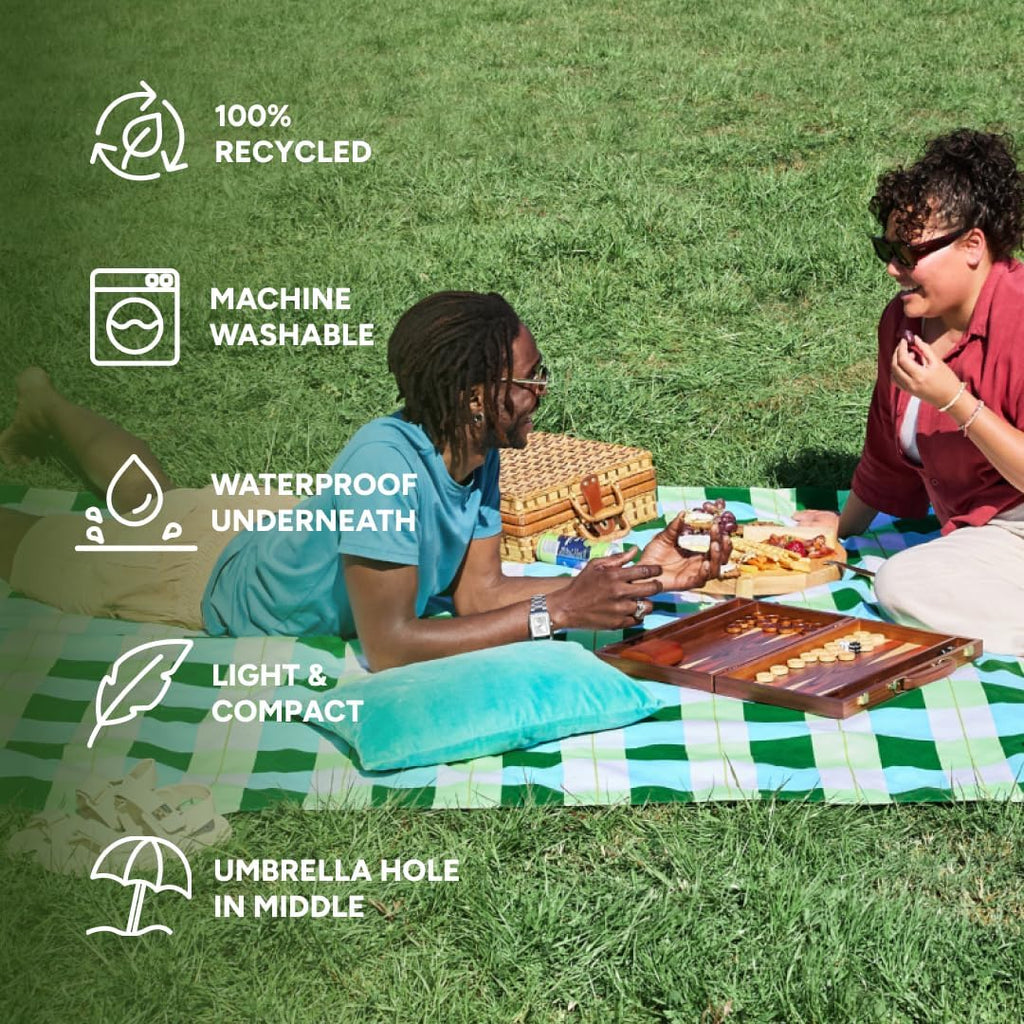 Dock & Bay Picnic Blanket - Quick Dry & Water Resistant - 100% Recycled Materials - Large (66x66) - Apple Tart