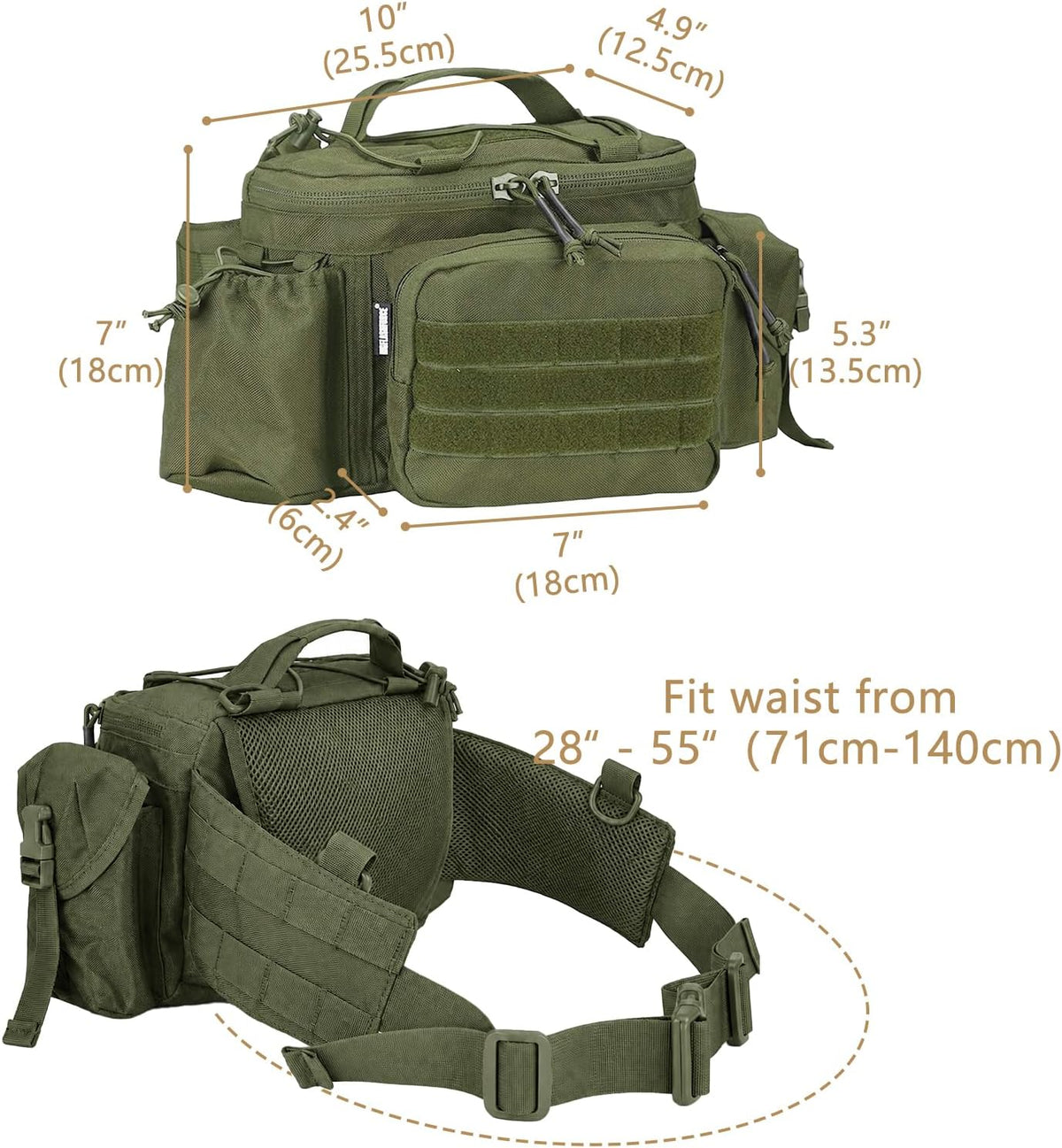 MGFLASHFORCE Tactical Fanny Pack for Men EDC Molle Waist Bag Hip Belt Pouch