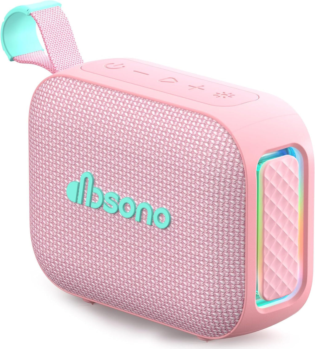 dbsono Portable Bluetooth Speaker Line-in Support: IPX5 Waterproof, Pink