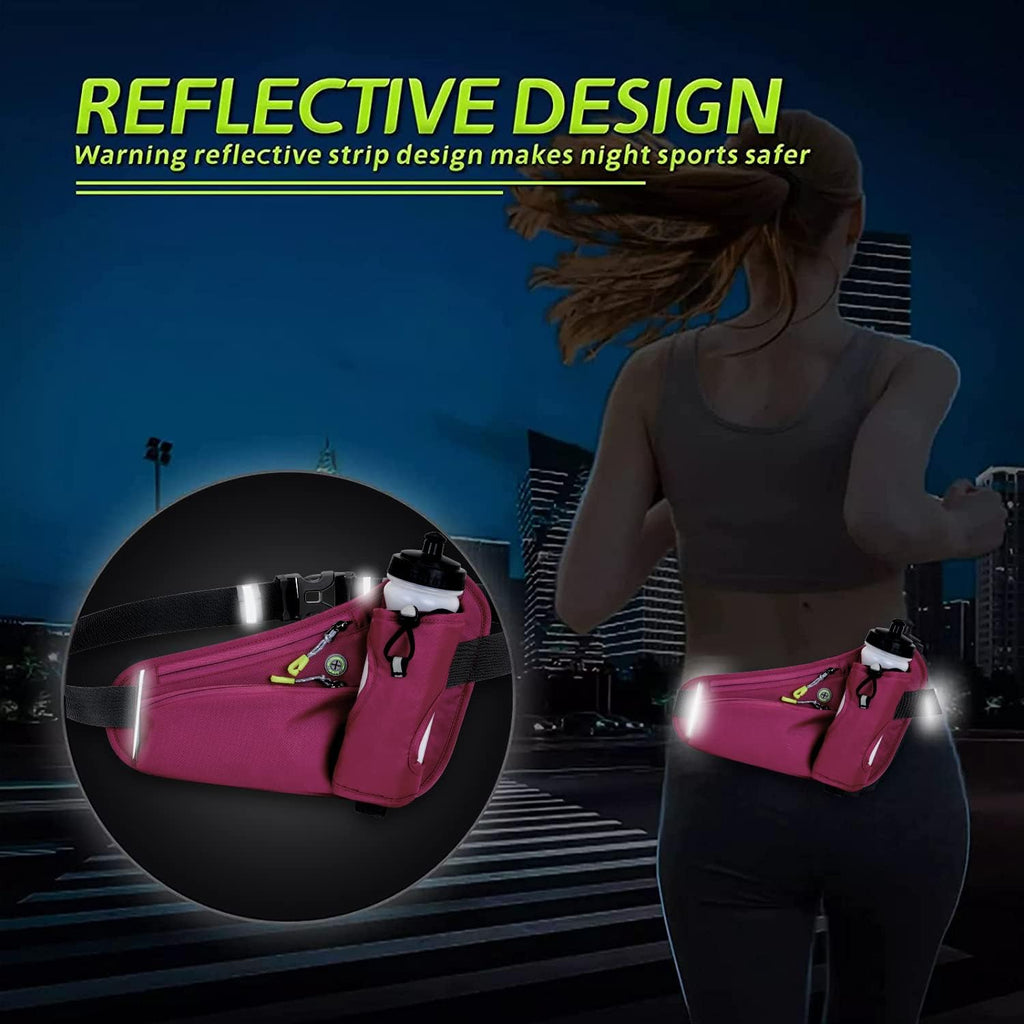Fanny Running Belt Waist Crossbody BumBags for Running Hiking Travel Workout Adjustable Buckle Strap for Women (Rose Red)