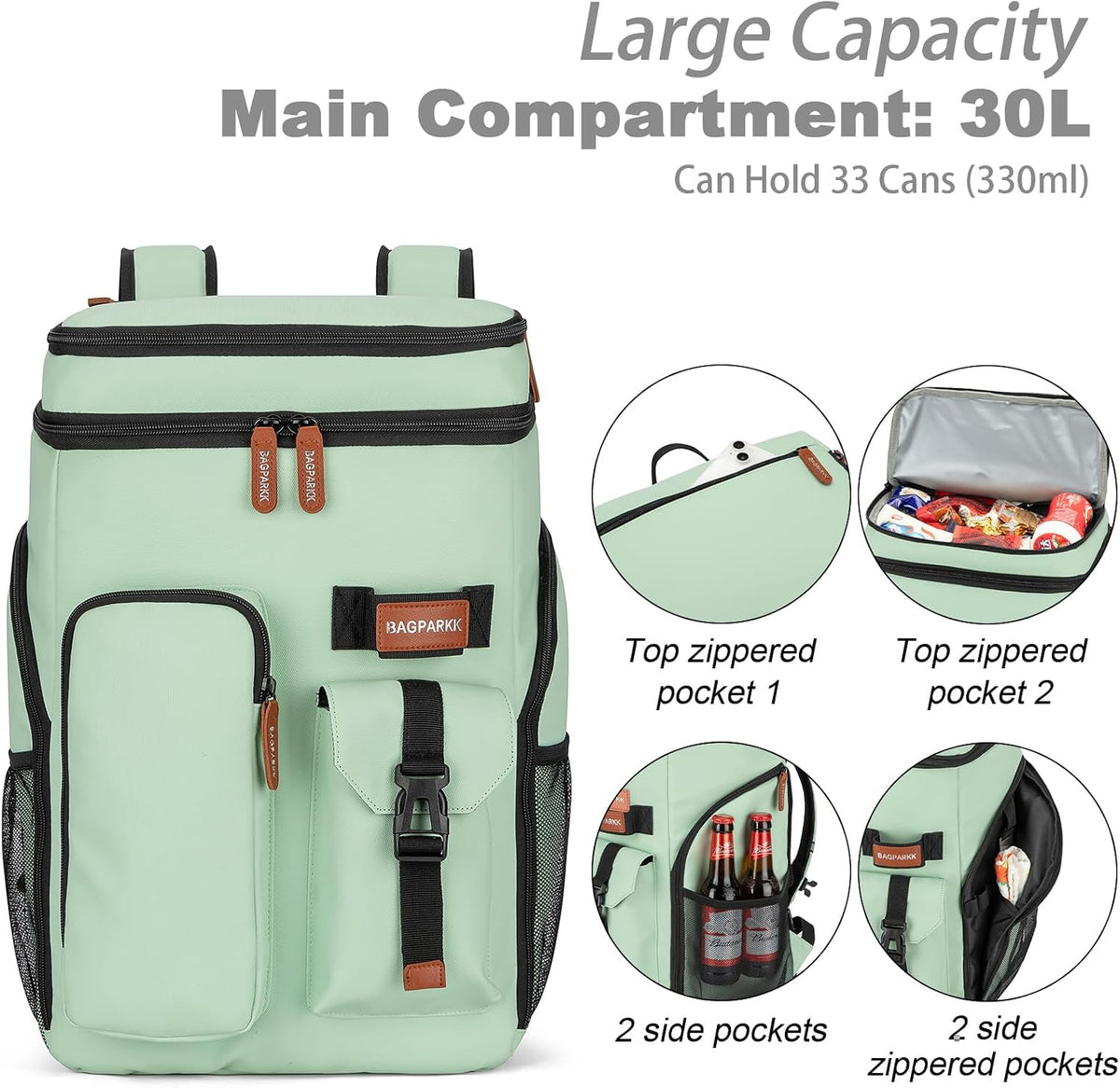 Bagparkk 33/45 Cans Leakproof Insulated Cooler Backpack with Double Deck