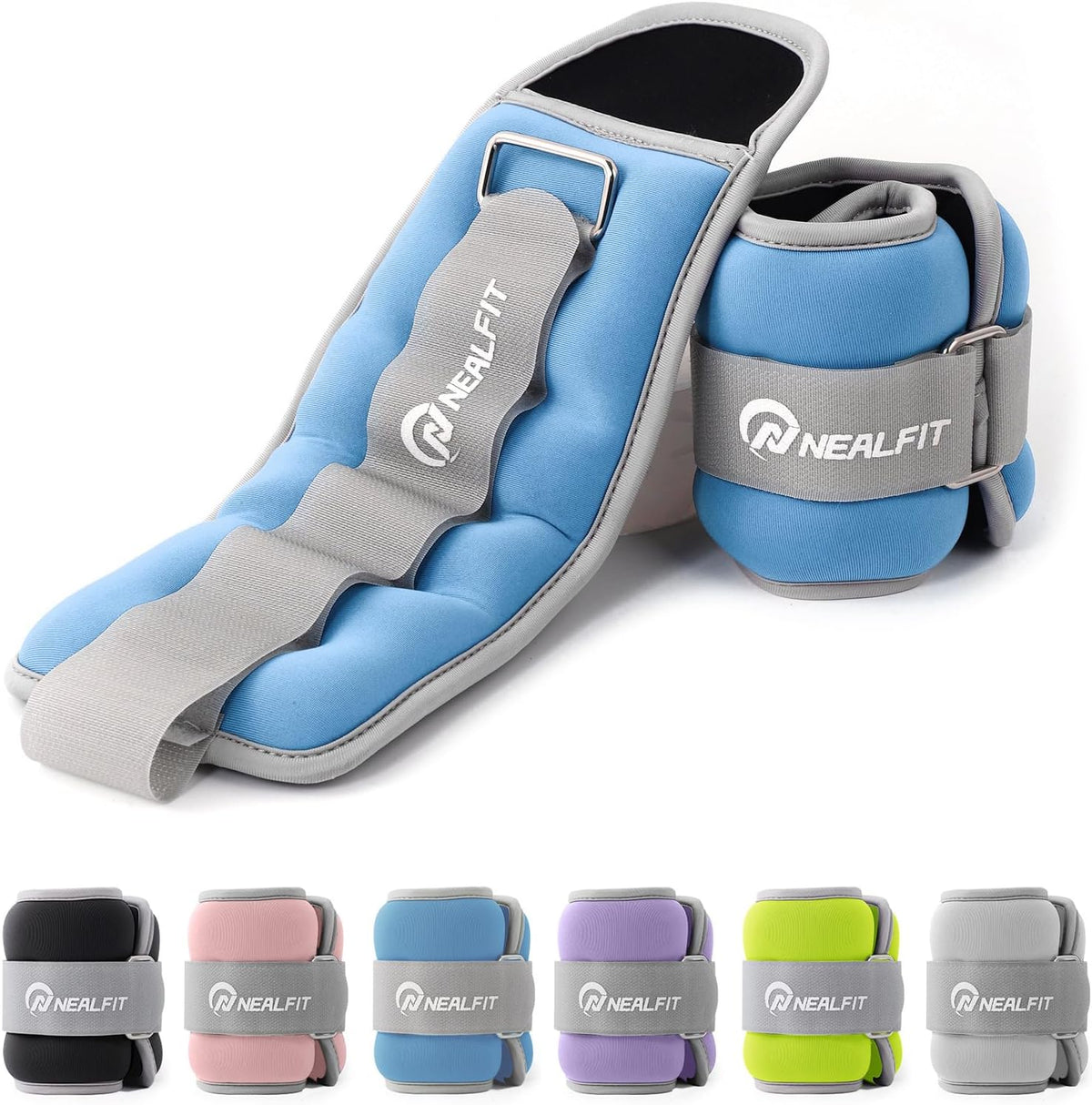 NEALFIT Ankle Weights 1/2/3/4/6/10 LBS for Men Women Kids, Leg Arm Wrist Weights with Adjustable Strap for Running, Aerobics, Strength Training, Physical Therapy, Fitness